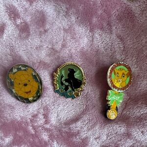 Disney Enamel Pin Trio - Gold, Green, and Black